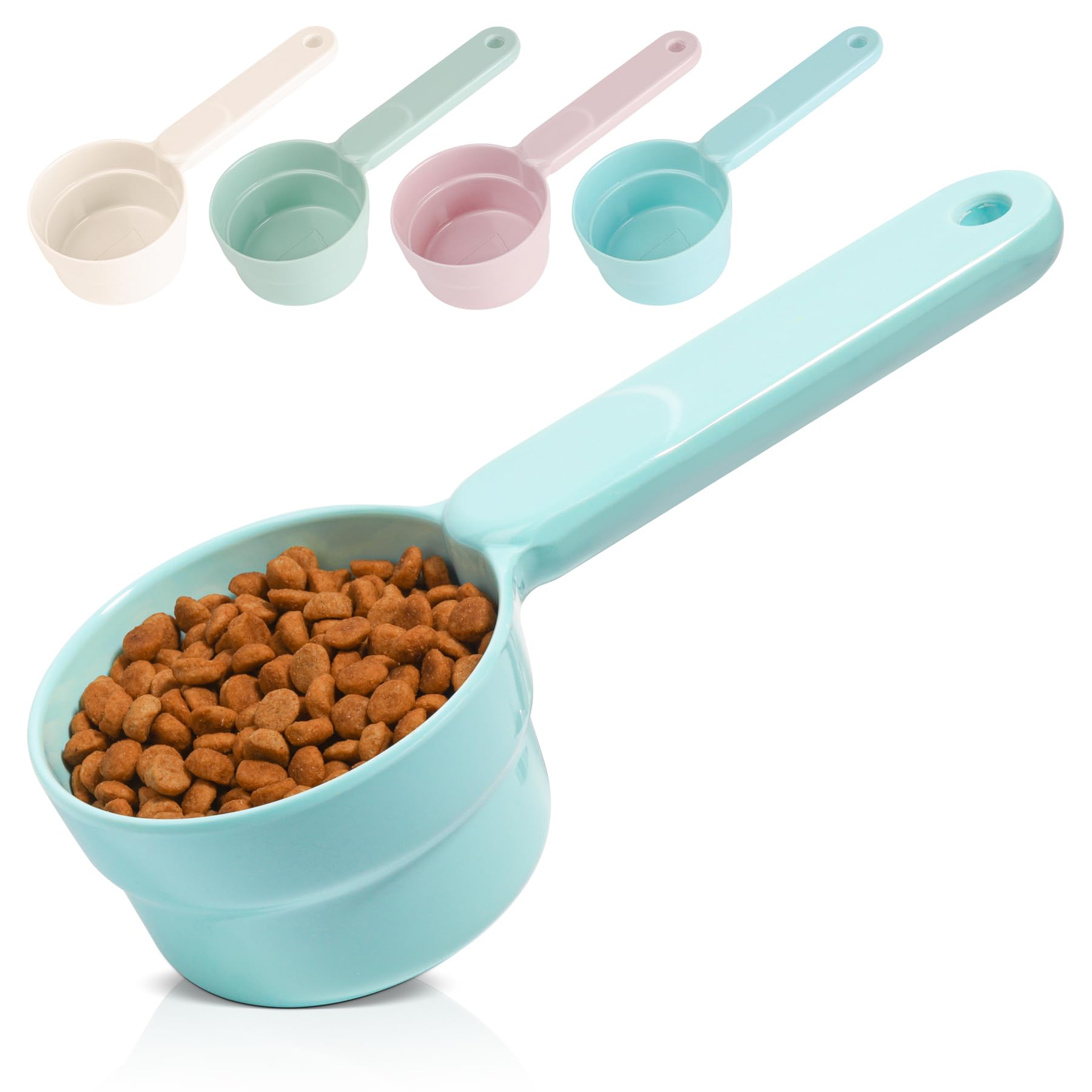 MSBC Melamine Pet Food Scoop, Cat Food Measuring Cups, Comfortable Long Handle Scoop for Dog, Cat, Ferret and Rabbit Food, 1 Cup Size Pet Food Feeding