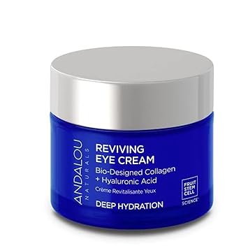 Andalou Naturals Deep Hydration Reviving Eye Cream for Dark Circles, Puffiness, and Fine Lines | Hydrating Anti Aging Under Eye Cream with Collagen and Hyaluronic Acid - 0.45 fl oz