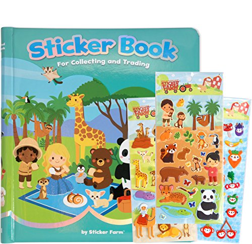 Sticker Farm Original Series Reusable Puffy Sticker Book for Collecting and Trading, Boys and Girls Large Starter Activity Album with 75+ Puffy Stickers