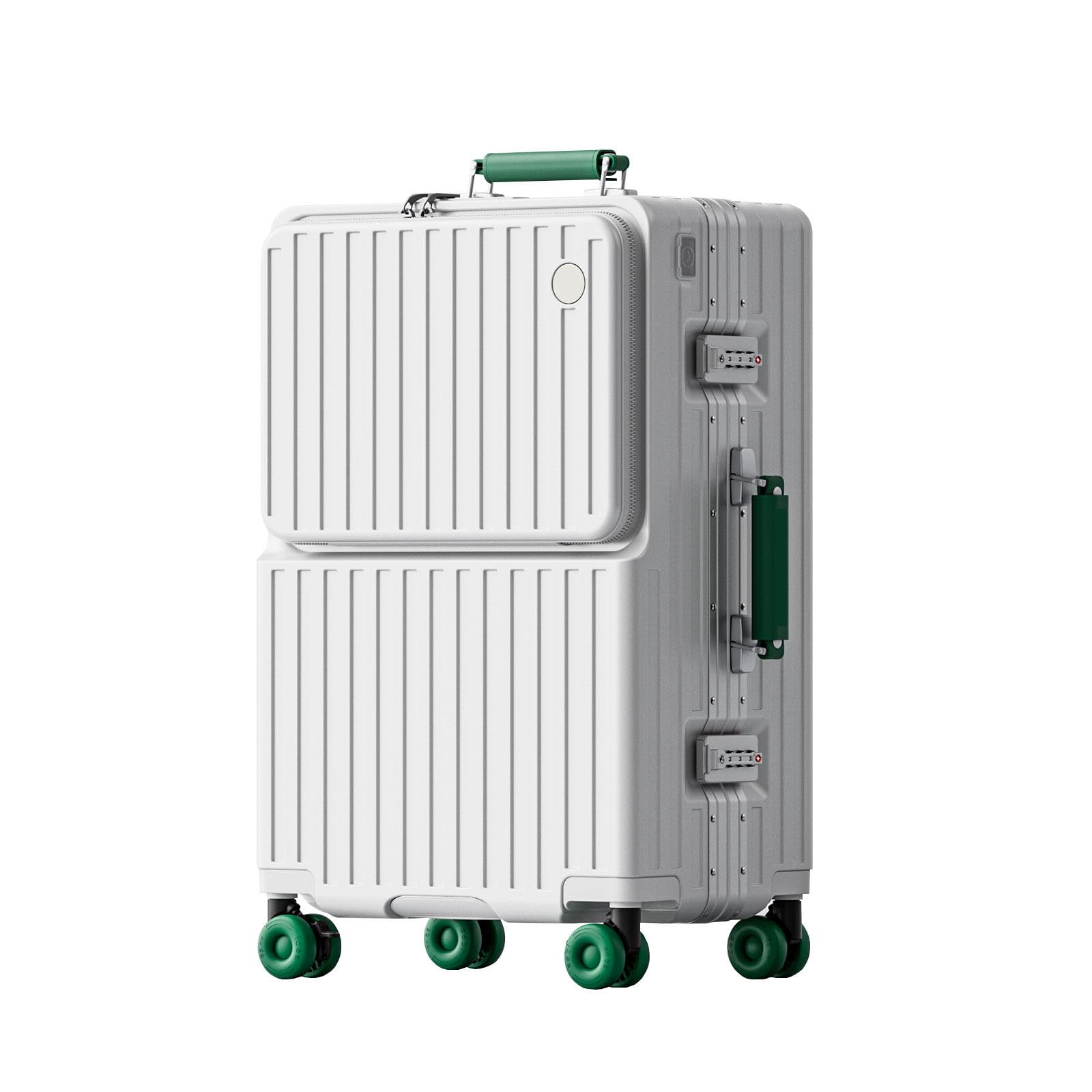 LEOVEN Valigia Trolley Rigido, Caricamento Frontale, LS-2518A, Manico in PU Colorato, Telaio in Lega di Alluminio, Portabicchieri, USB, Ruota Silenziosa con Freno e Ammortizzatore, Serratura TSA