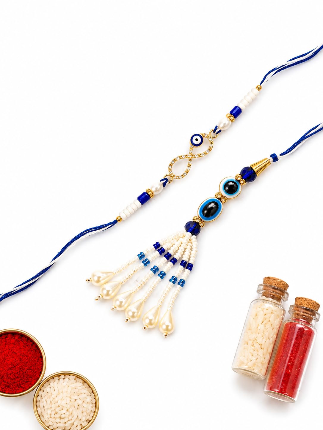 Evil Eye Rakhi for Bhaiya Bhabhi, Rakhi with Lumba, Couple Bracelet Set for Brother & Sister with Roli Tilak & You are My Hero Fridge Magnet Nazar Protection Raksha Bandhan Gift-image-45