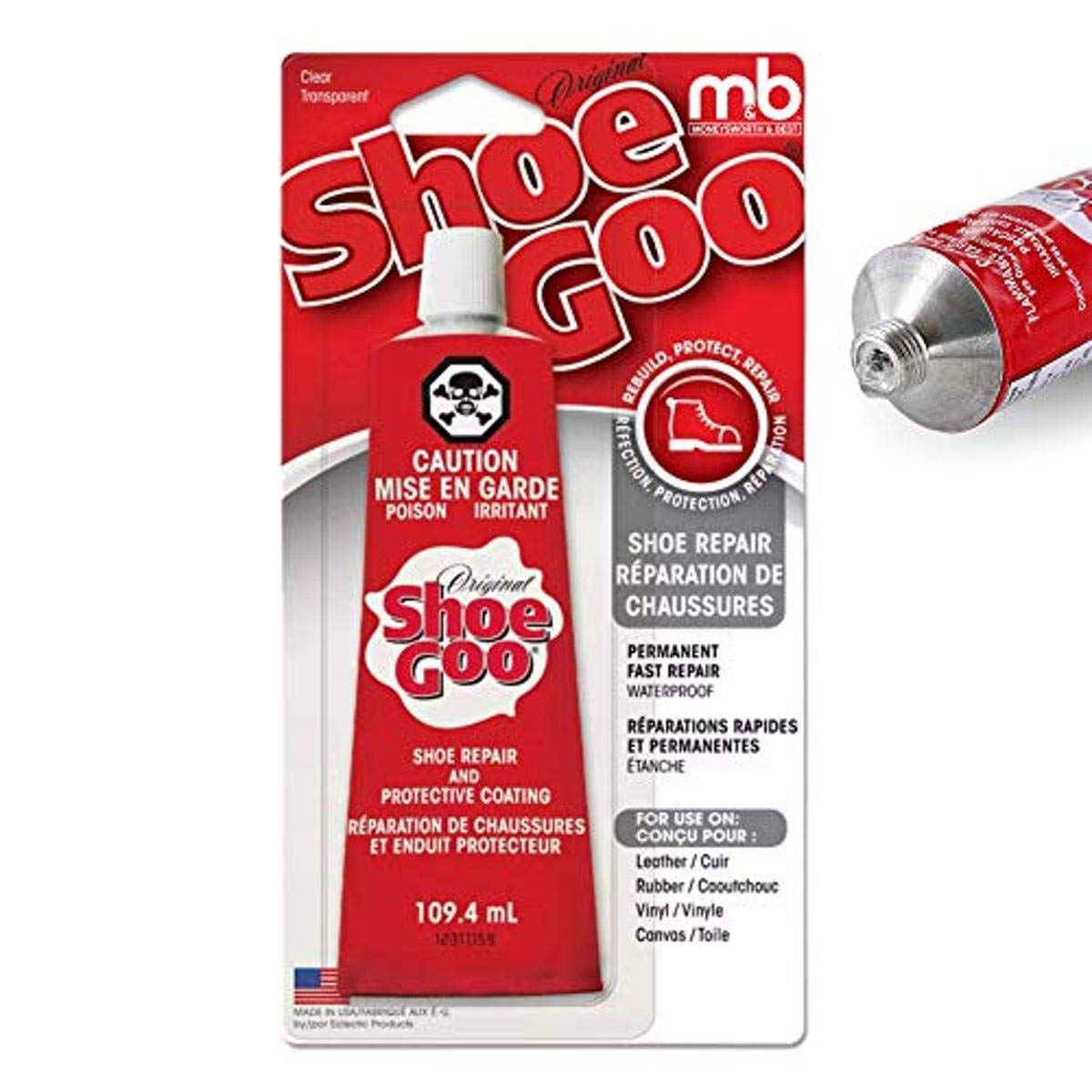 M&B Shoe Goo Adhesive Glue, New 3.7oz (110 mL), Vinyl Rubber Leather