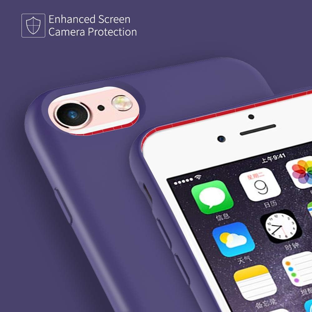 UrSpeedtekLive Slim Series iPhone 6/6s/7/8 Case, Liquid Silicone Gel Rubber Shockproof Cover Case with Soft Microfiber Lining Full Body Protection for iPhone 6/6s/7/8, Purple