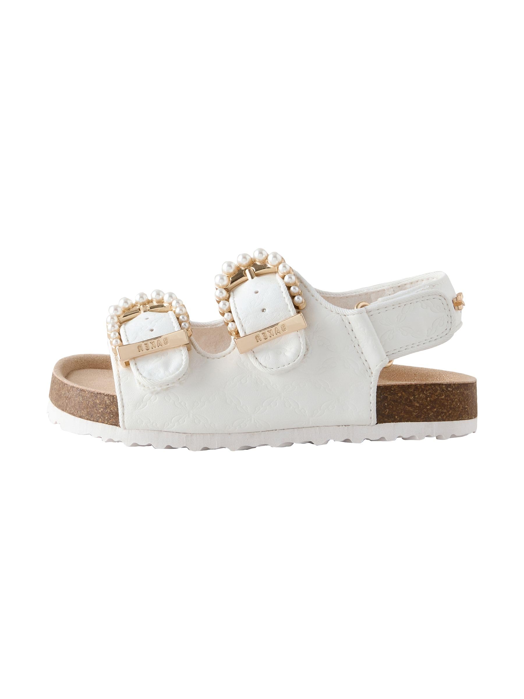 Mädchen Fußbett-Sandalen aus natürlichem Raffia mit Fußbett und Doppelschnalle