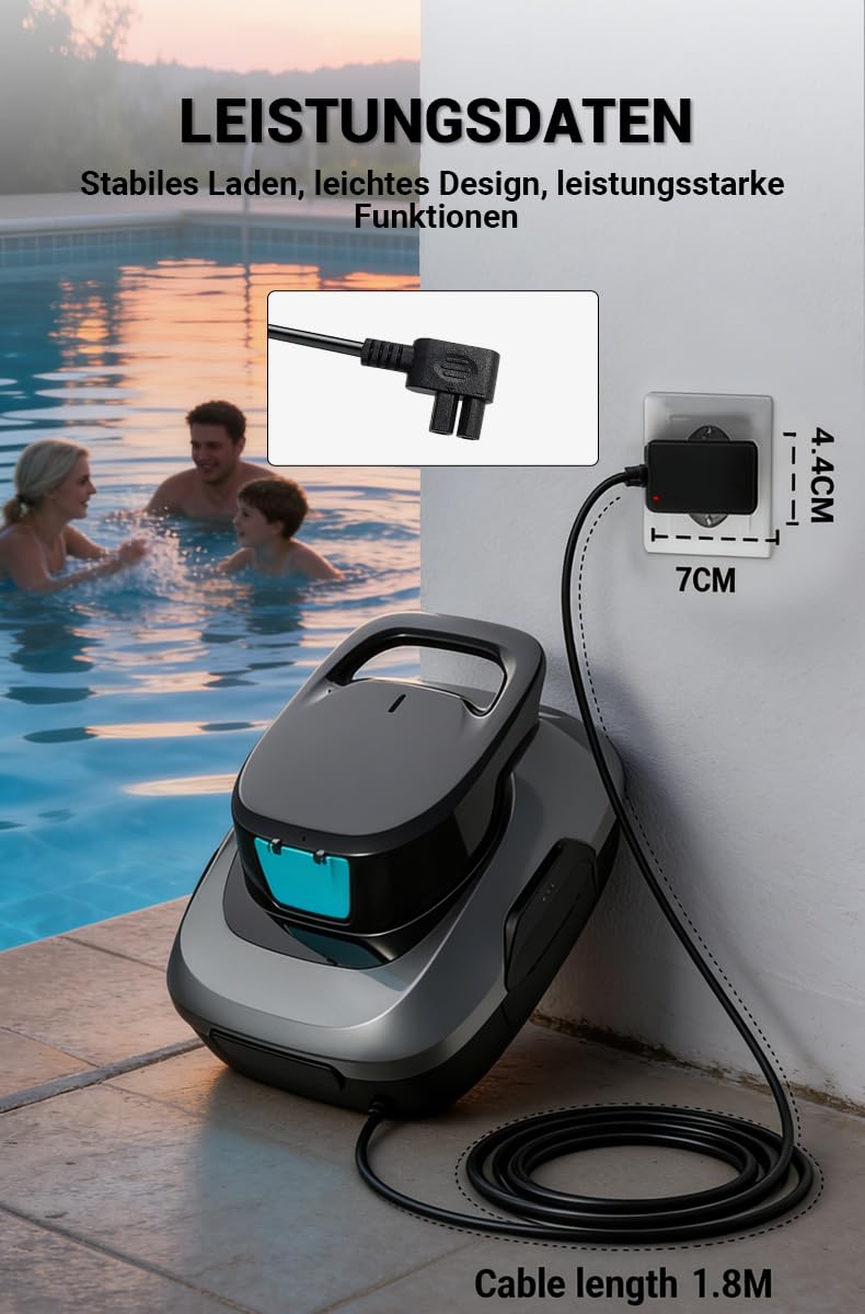 12,6V Ladegerät Kompatibel mit Aiper Scuba SE Poolroboter Poolsauger Akku Poolreiniger Ladekabel 1,8M Netzkabel DC-Adapter
