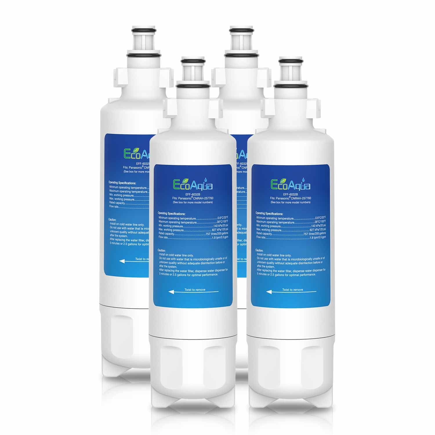 Filtre réfrigérateur EcoAqua EFF-6032B compatible Panasonic CNRAH-257760 (lot de 4)