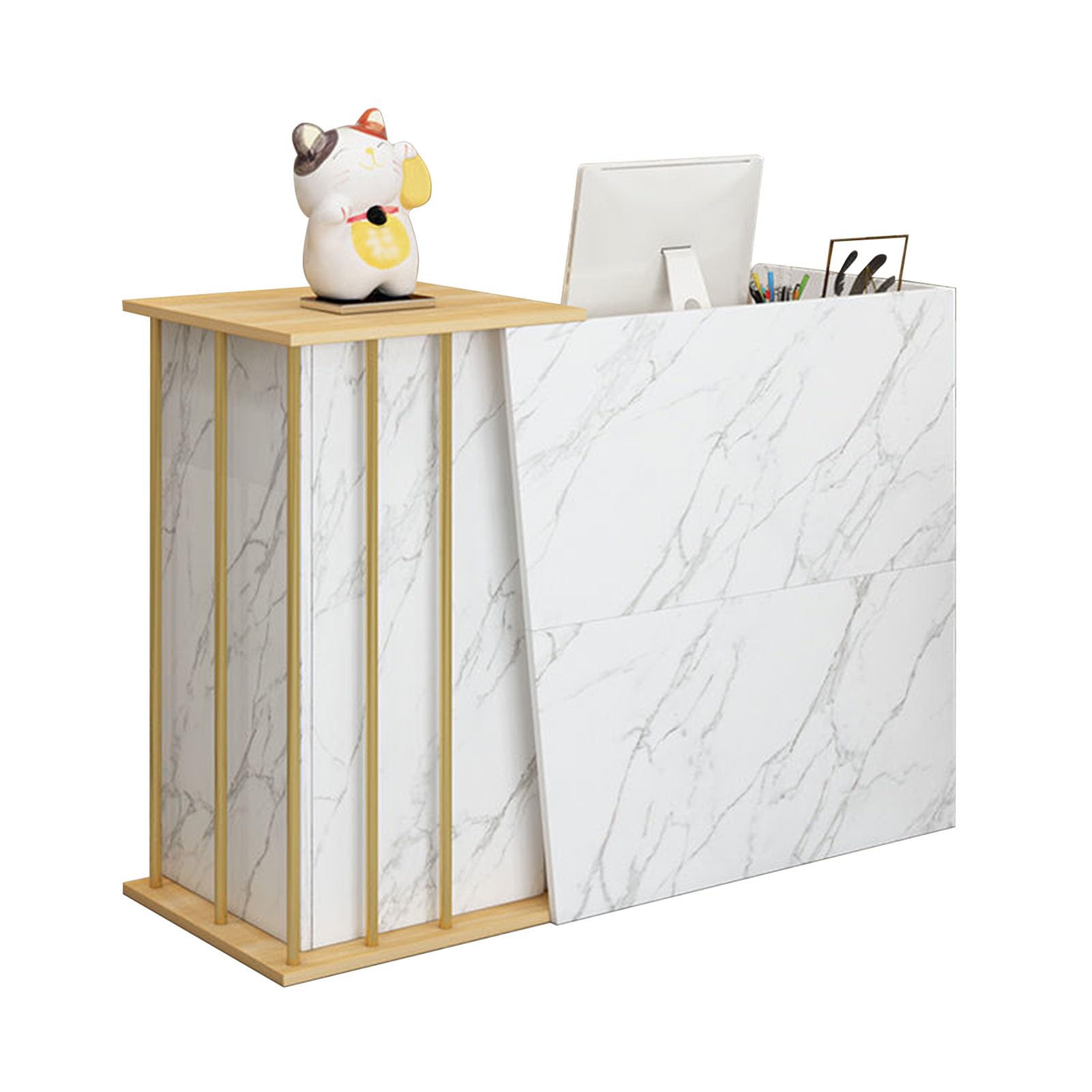 Gaoxiao B Reception Desk Modern Small Retail Checkout, Wooden Counter Table, Cashier Front Desk Reception Room With Lockable Drawer For Eauty Salons Company Shop Office 100 Cm