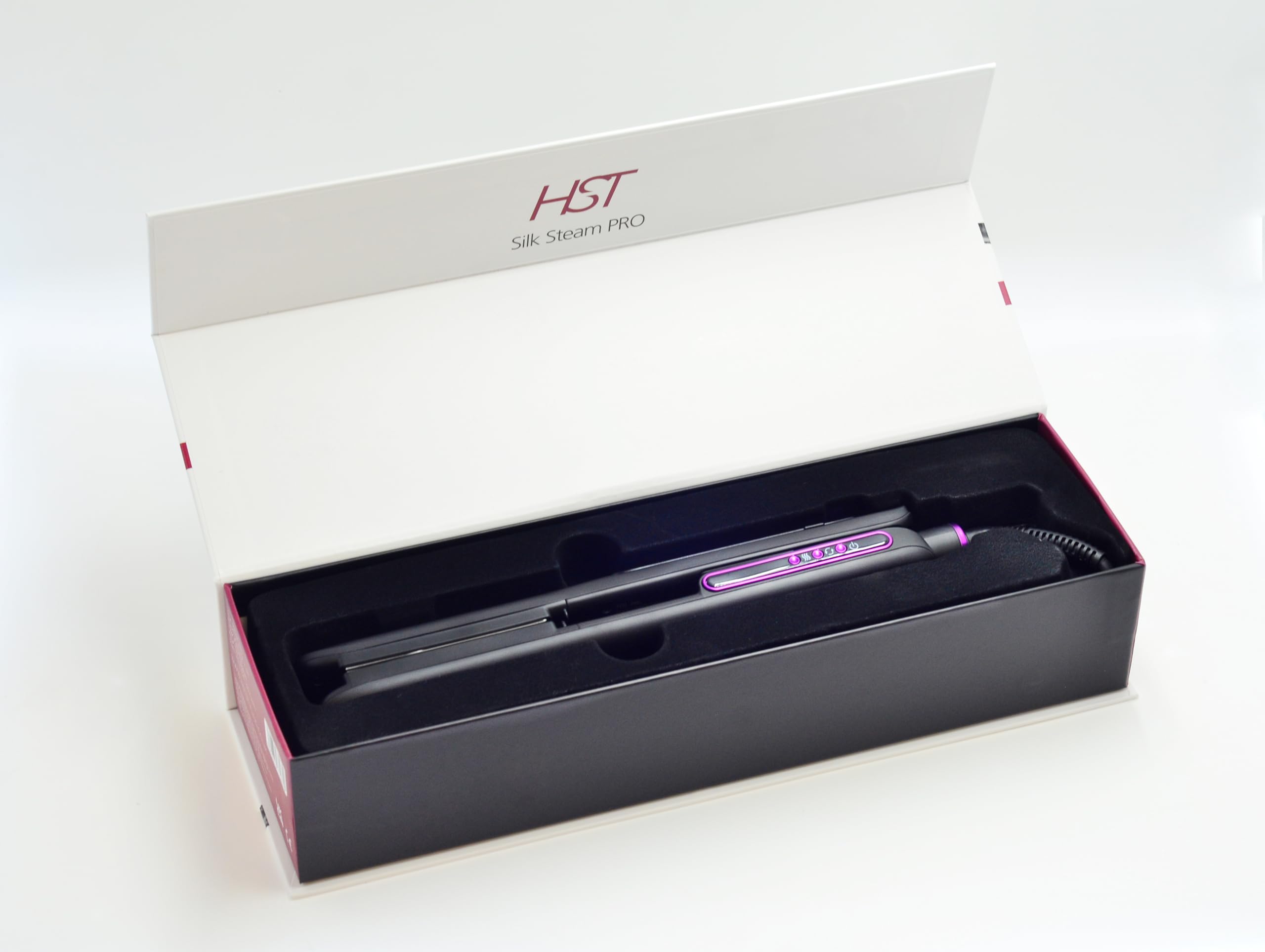 HST Silk Steam PRO Hair Straightener, Professional Steam Flat Iron with Tourmaline Ceramic Plates - Image 4