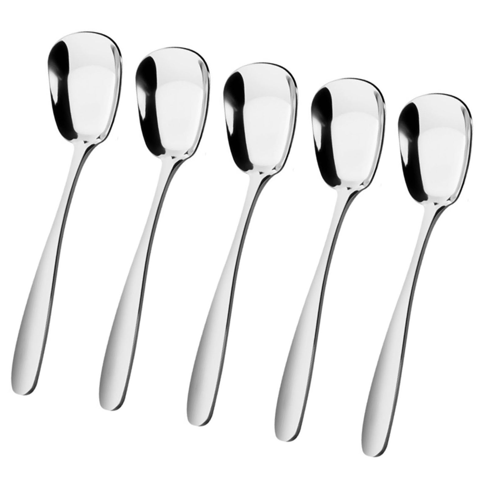 Tsophreniq 5Pcs Effective Kitchen Square Head Spoons Stainless Steel Spoon Set with Square Head Designs for Efficient Stirring Kitchen Utensils
