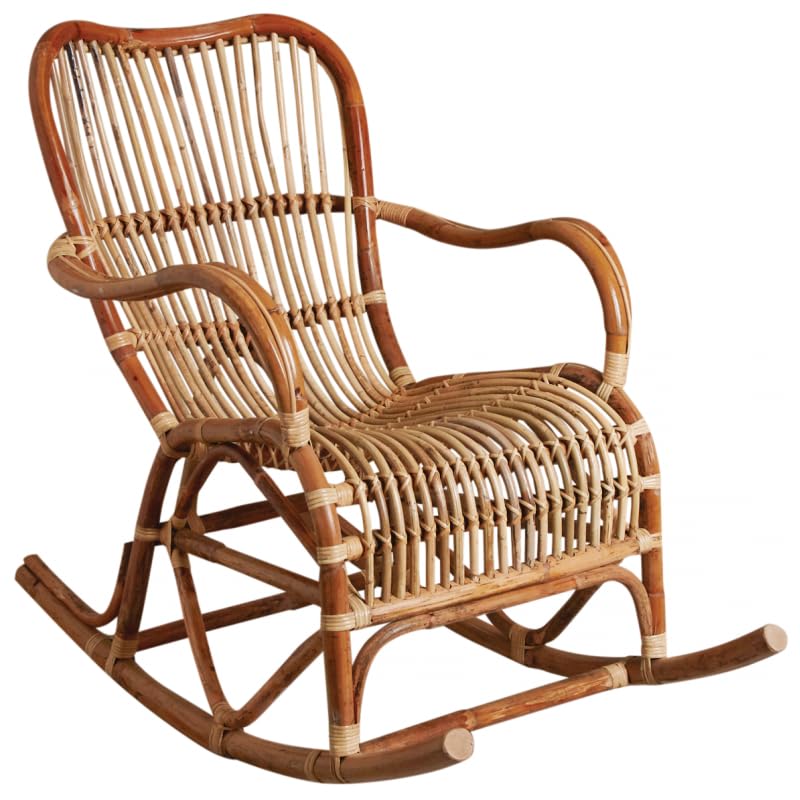 AUBRY GASPARD - Rocking Chair Rotin Naturel Paya - Écorce - Rotin Brut - 88x59x100 cm - Siège Largeur 53 cm - Compatible Extérieur - Livré Monté -...