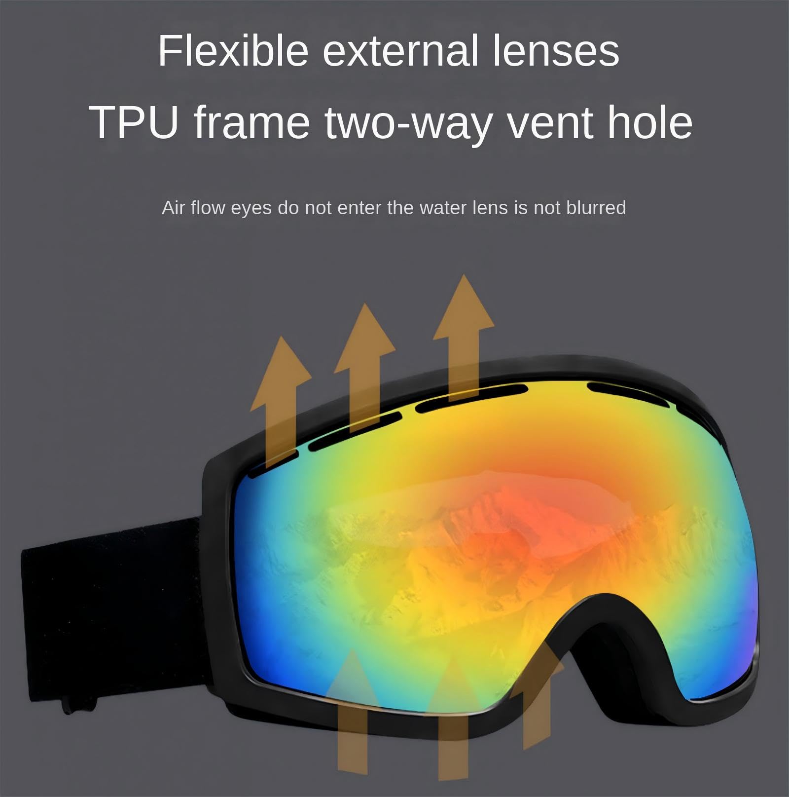 Lunettes de Ski d'extérieur Les Lunettes de Ski Alpin pour Hommes et Femmes Peuvent Porter des Lunettes antibuée, Coupe-Vent et Protection, Peuvent Porter des Lunettes de Ski pour la myopie