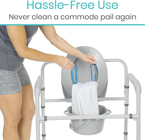 Miniatura 12 de Vive Bolsas de repuesto para silla de noche de inodoro portátil con almohadillas absorbentes, desechables, para brazo estándar bariátrico, cubos