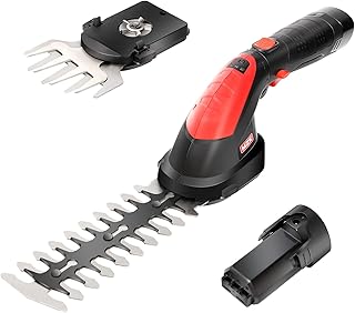 MZK 7.2V Cordless Grass Shear & Hedge Trimmer - 2-in-1 Electric Shrub Trimmer/ Handheld Hedge Cutter/ Grass Trimmer/ Hedge Clipper with Removable Battery and Charger