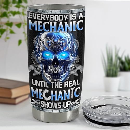 Miniatura 4 de SANDJEST Regalos mecánicos para hombres, vaso térmico de acero inoxidable de 20 onzas con aislamiento de acero inoxidable para café, taza de viaje,