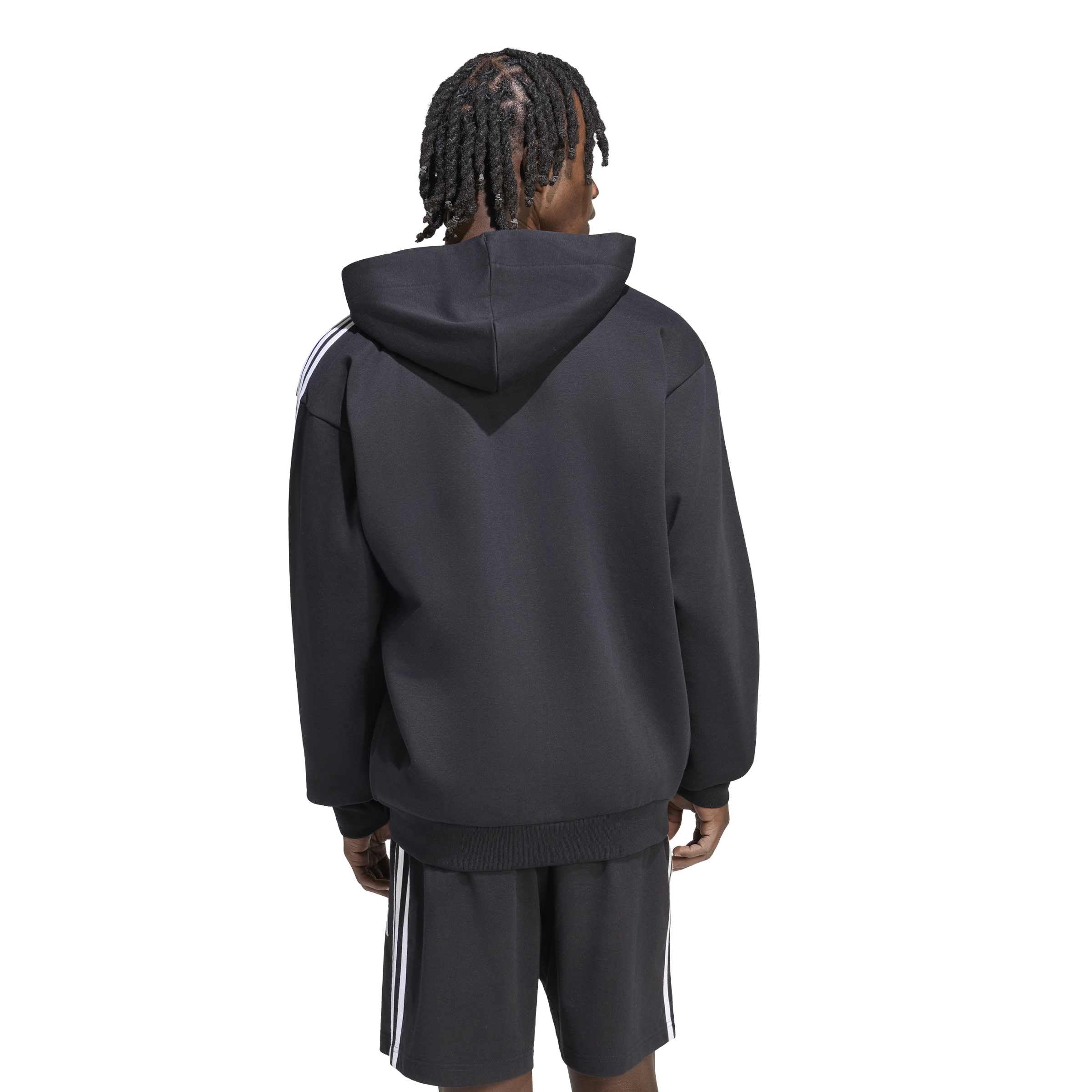 adidas Mezczyzni Essentials 3-Stripes Fleece Full-Zip Hoodie Sweatshirt, black/white, XS