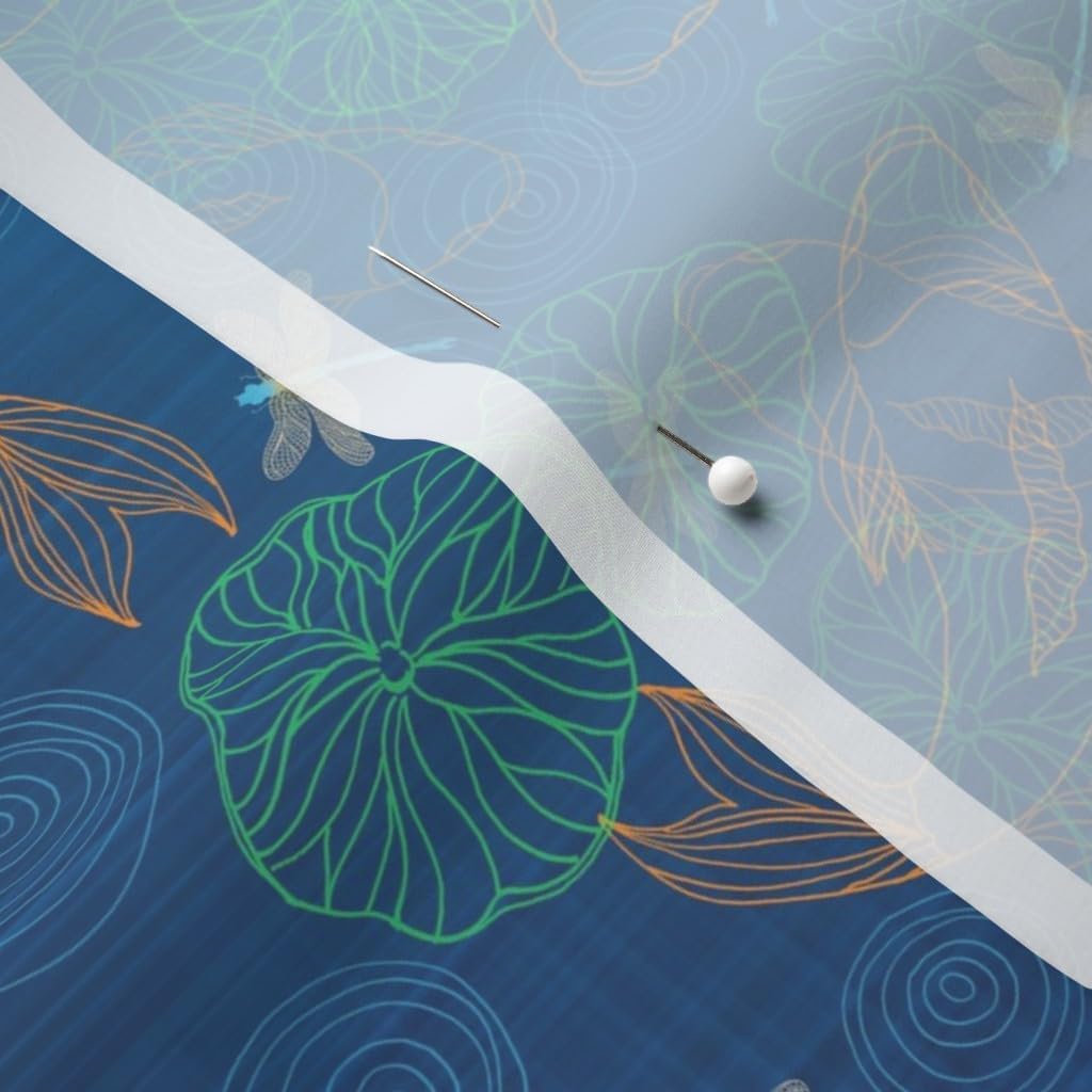 Spoonflower Fabric - Koi Pond Carp Japanese Dragonfly Printed on Chiffon Fabric by The Yard - Sewing Fashion Apparel Dresses Home Decor