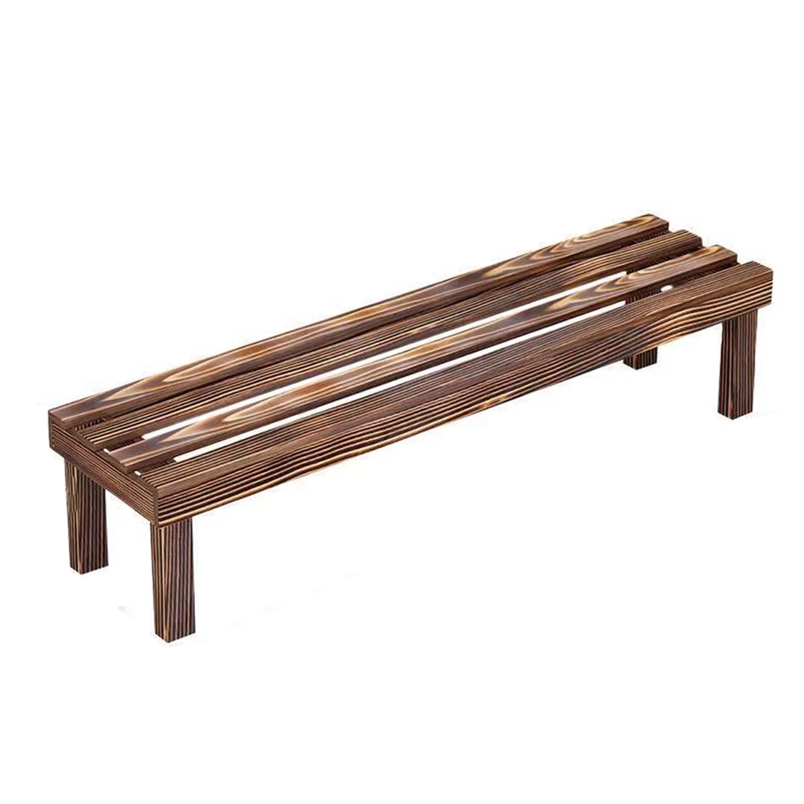 Banc d'entrée étroit en bois massif carbonisé 80cm pour intérieur