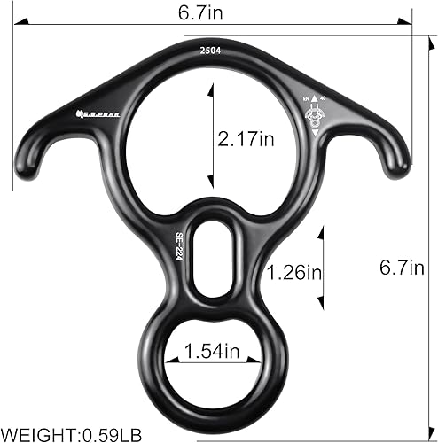 Miniatura 14 de 30kN/35kN/40kN Rescate Figura 8 Descender Engranaje de escalada Equipo de descenso Dispositivo de rappeling de placa de aparejo para escalada