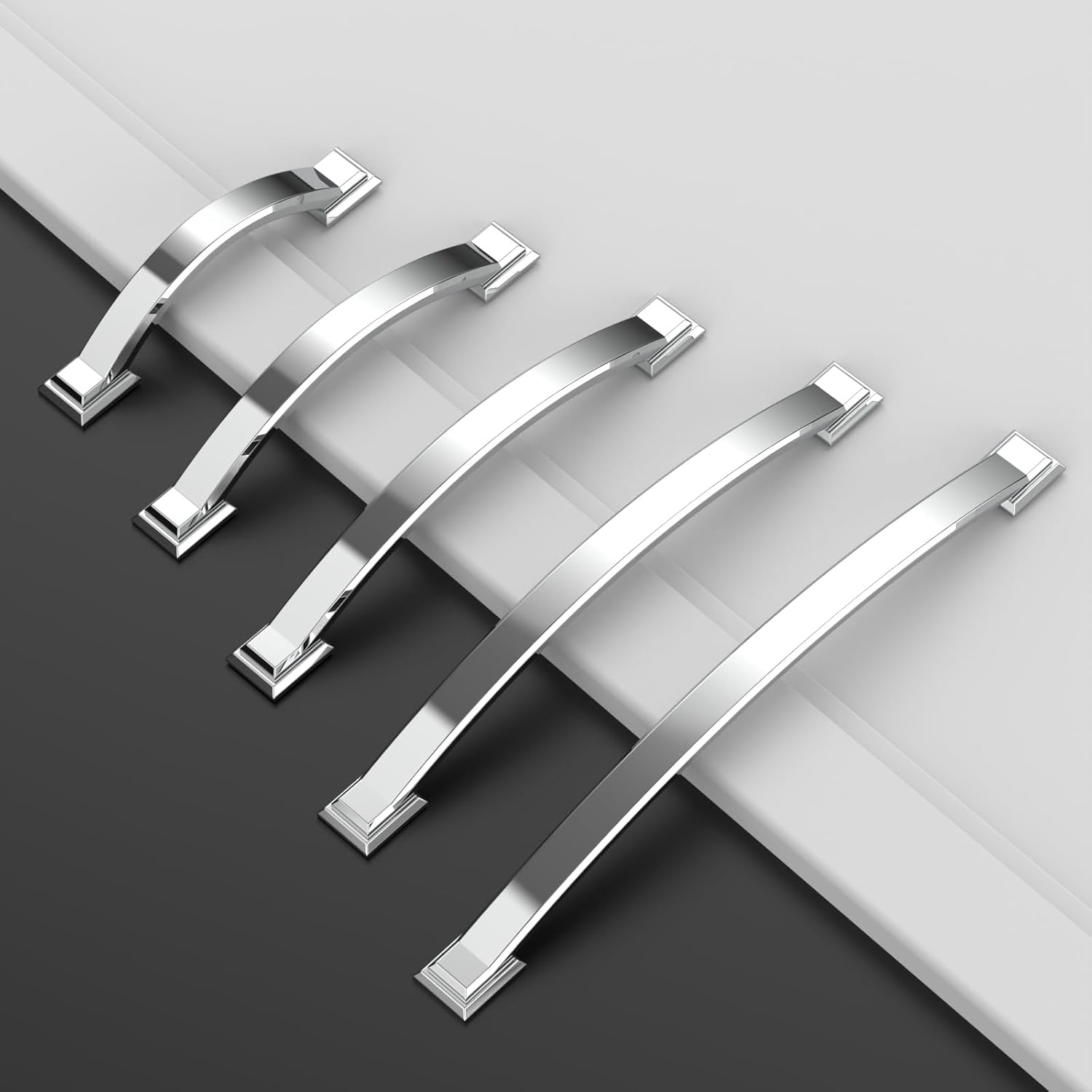 10 Pack Chrome Cabinet Pulls 4''(102mm) Hole Centers,Hardware for Cabinets,Kitchen Cabinet Handles,Arch Cabinet Handles for Bathroom Dresser Drawer Handles