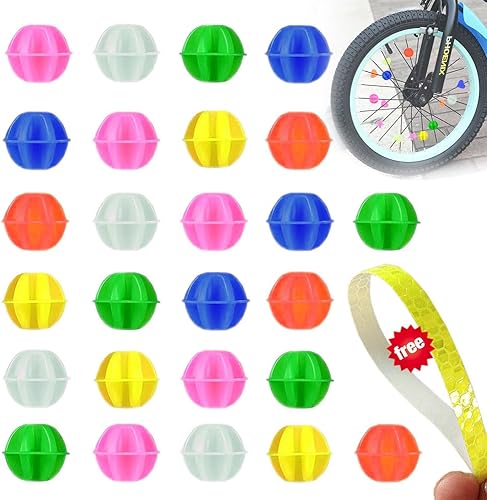 Miniatura 8 de Decoración de radios de rueda de bicicleta, cuentas de radios de rueda de bicicleta coloridas para niños, niñas y adultos, 36 piezas de clip de