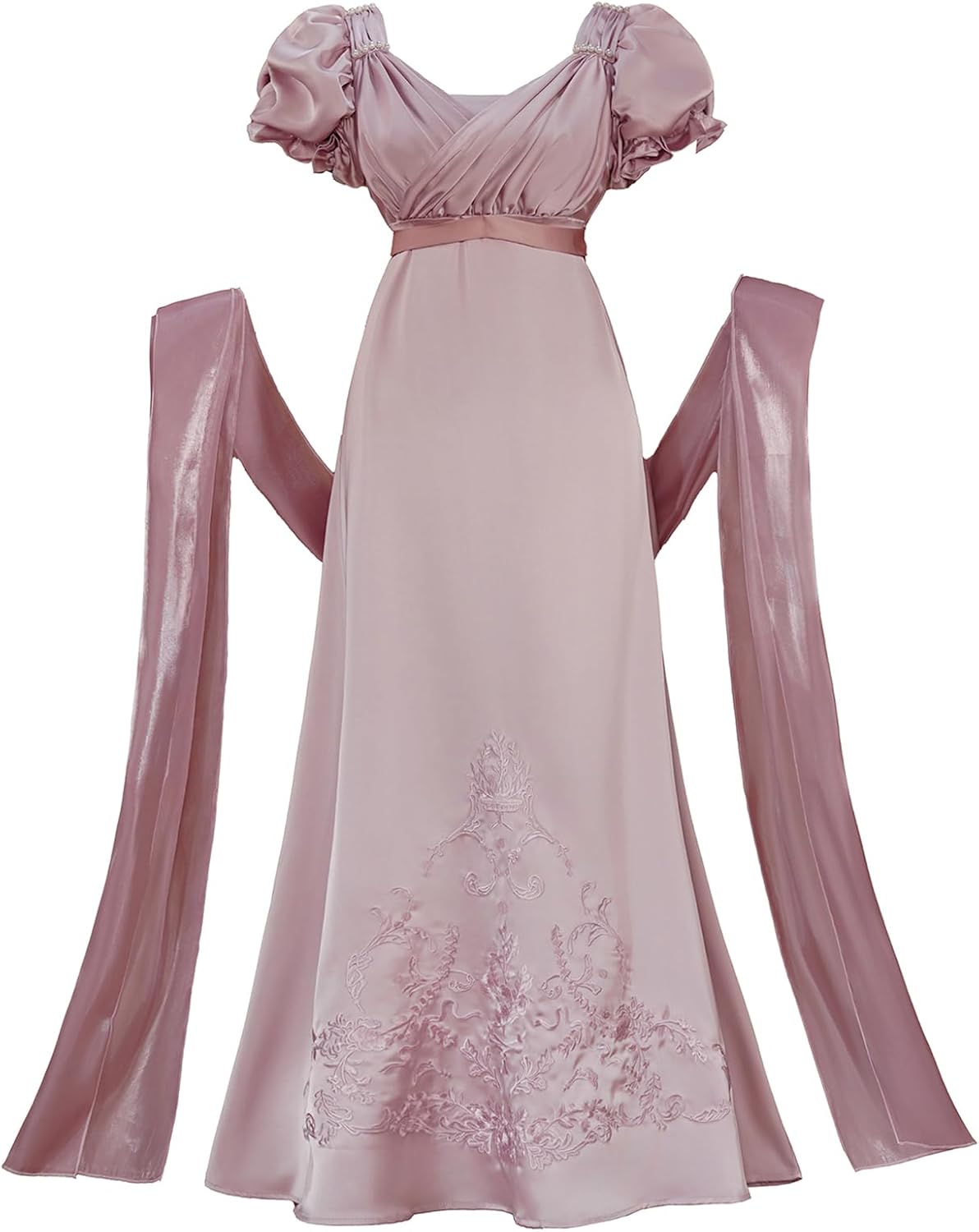 Regency Dresses for Women Pearls Lace Empire Waist Dress