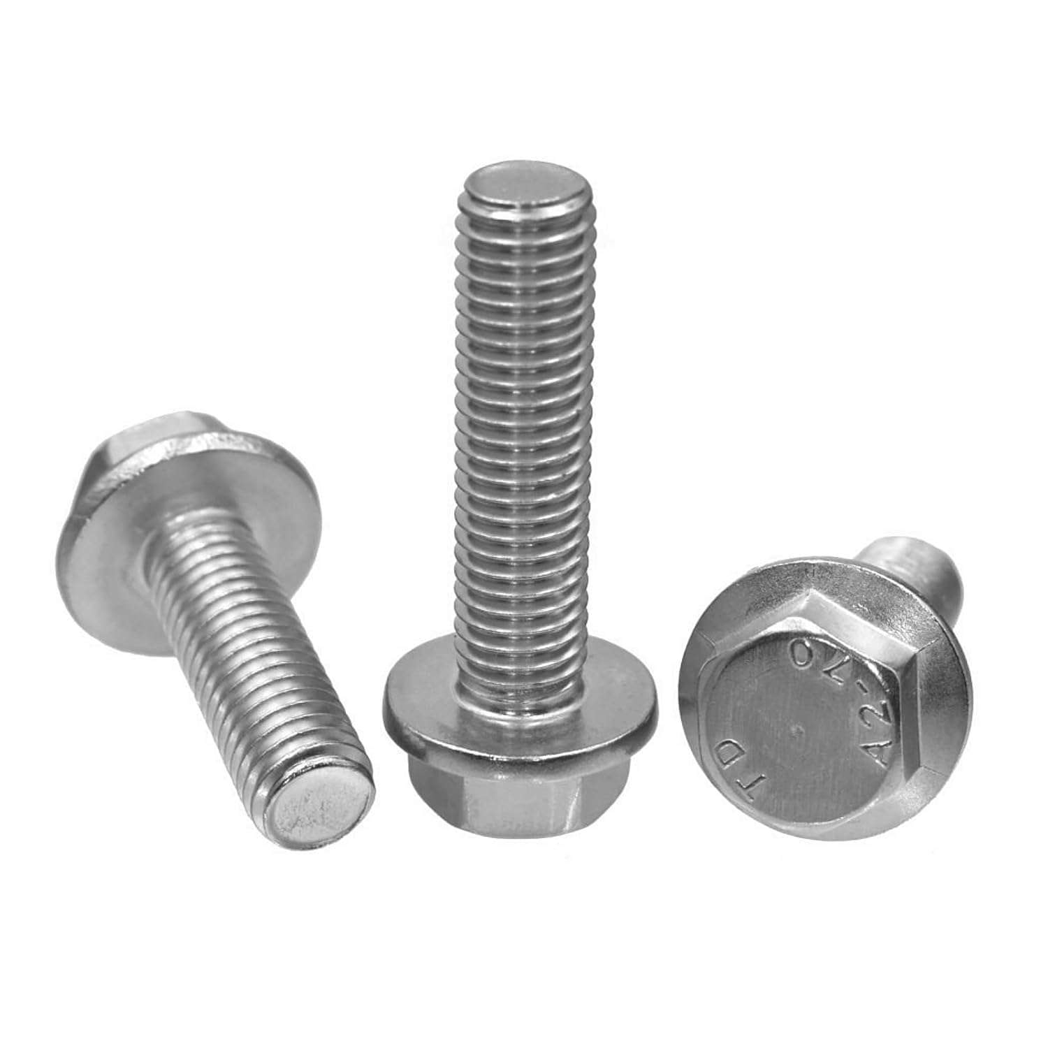 M5 (5mm x 45mm) Flanged Hex Bolt (Fully Threaded Setscrew) - Stainless Steel A2 (Pack of 50) Set Screw Non Serrated DIN6921 Anti Corrosion by MultiScrew