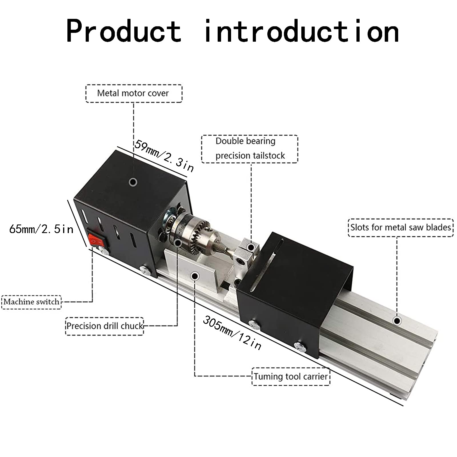 Torno De Madera Mini Torno Perlas Máquina Pulidora DC12V-24V 200W Perlas De Pulido Torno Miniatura Bricolaje Madera Torno Ideal Para Carpinteros De Madera Y Entusiastas De La Artesanía