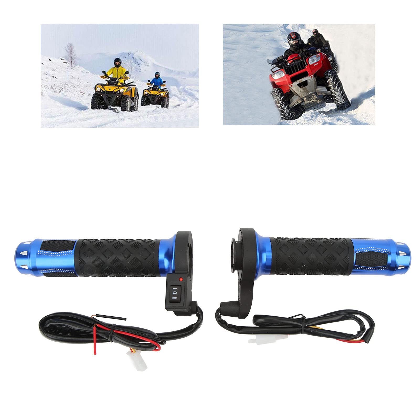 Naroote Poignées Chauffantes électriques, 1 Paire de Poignées Chauffantes étanches à la Poussière Bleues pour Motos pour Guidons de 22 Mm