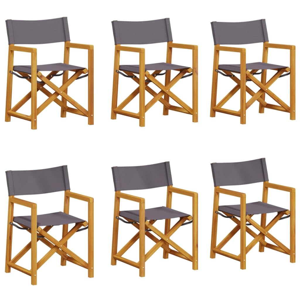 vidaXL Klappbare Gartenstühle 6 STK., Gartenstuhl mit Holzrahmen, Klappstuhl für Garten Balkon, Regiestuhl Campingstuhl Stuhlset, Modern, Dunkelgrau Stoff