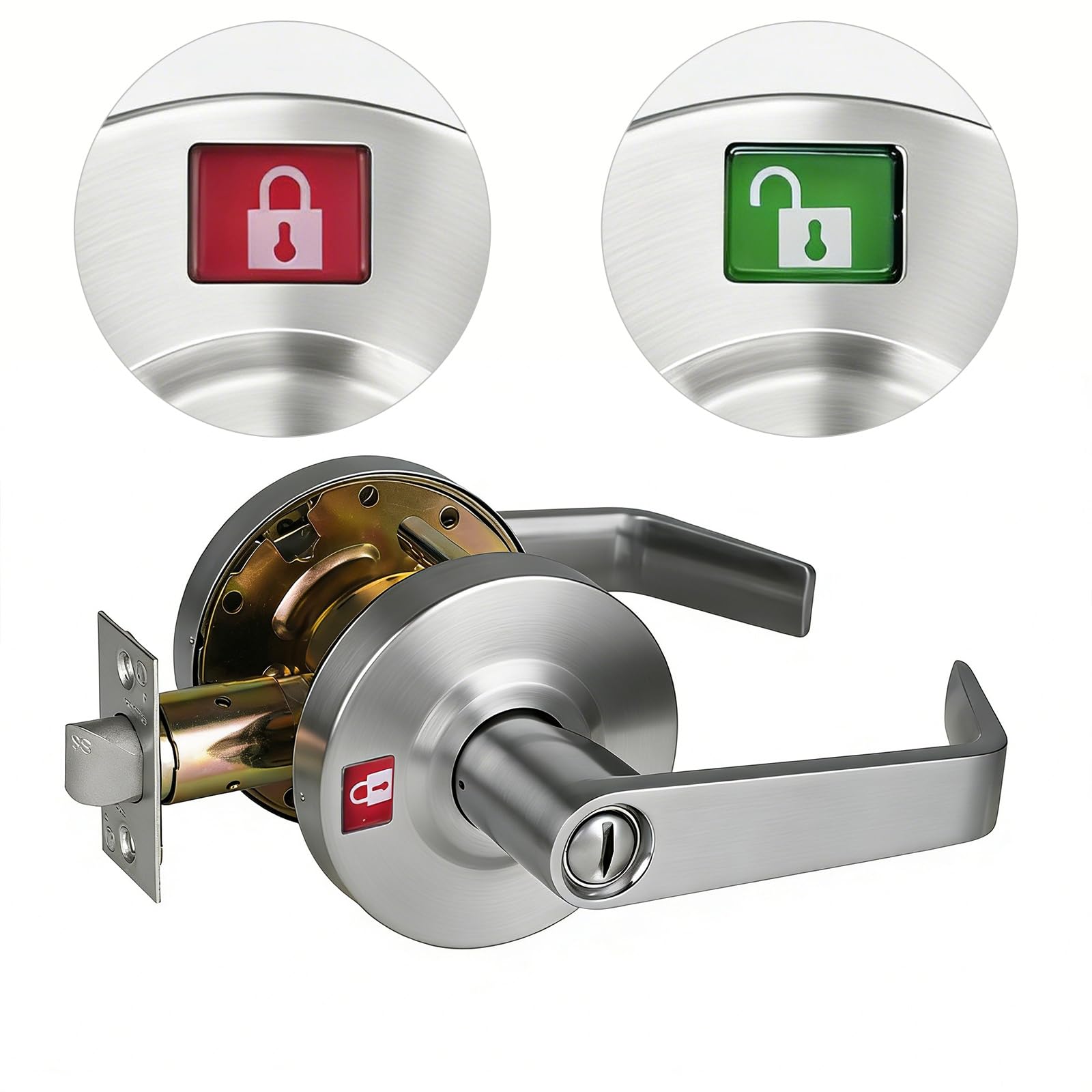 NEWBANG Grade 2 ADA Commercial Heavy Duty Privacy Door Lever UL Listed and 3 Hour Fire Rated, Satin Chrome 26D, Left and Right Handed,MD-C2-2BK-1P