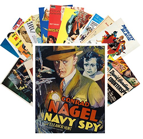 PIXILUV Vintage PostCards 24 pcs Spy and Secret Service Vintage Trash Movie Posters Ads