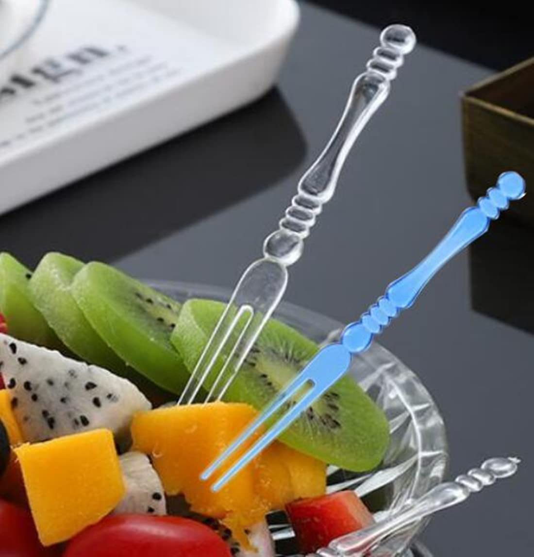 Honkenda Disposable Plastic Cocktail Picks, 400PCS Multicolor Fruit Forks — Amazon image 6