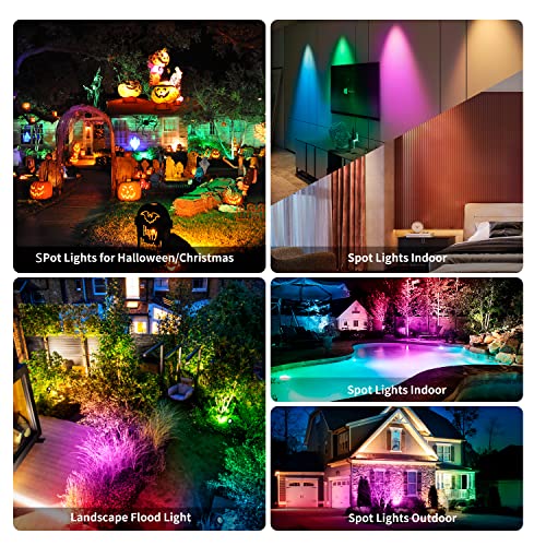 Richsing Color Changing Outdoor Lighting 15W Rgbw Landscape Lights Intelligent App Control Rgb Spot Light For Indoors And Outdoors 2 Pack No Remote #TOP5