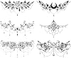 Glaryyears Chest Underboob Temporary Tattoos for Women Adult, 6 Pack Black Fake Realistic Large Long Lasting Creative Removable Tattoo Stickers, Sexy Rose Flower Tramp Stamp Sketch on Body