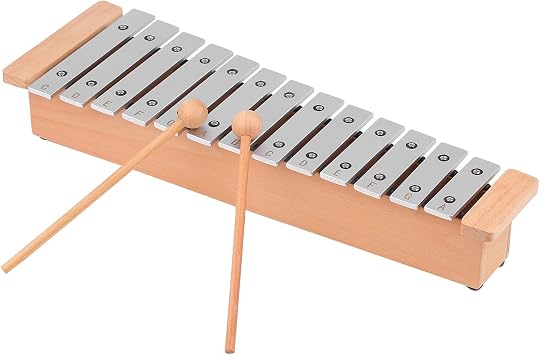 Professional 13-Note Xylophone Set with Wooden Stick Mallets, Portable Glockenspiel Percussion Instrument for Music Practice and