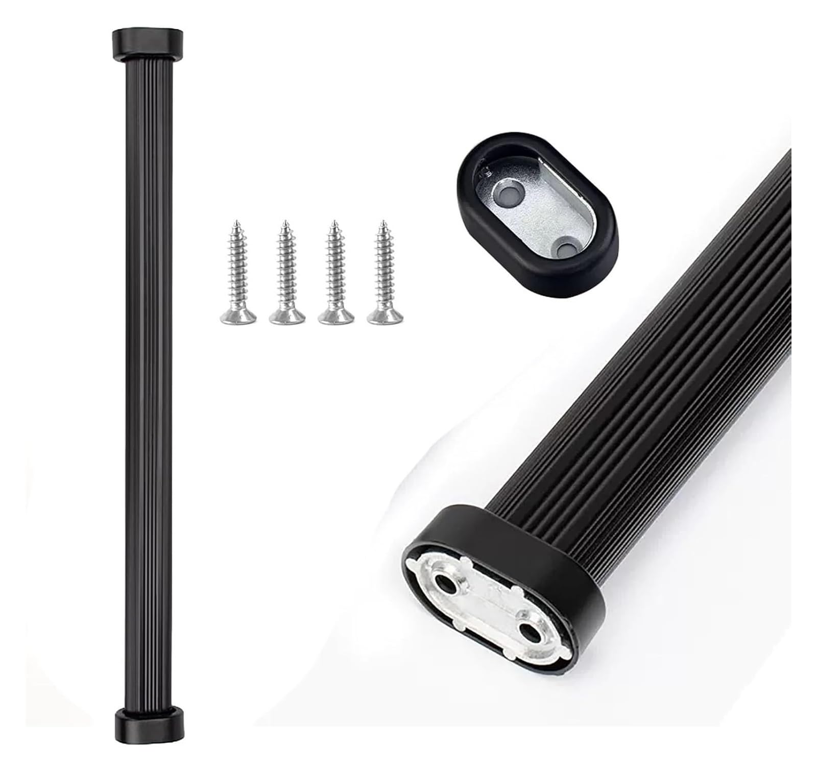 Wardrobe hanging rails, Metal Detachable Wardrobe Rail Tube Closet Rods with Flange Set & Screws(Black,55cm/21.7in)