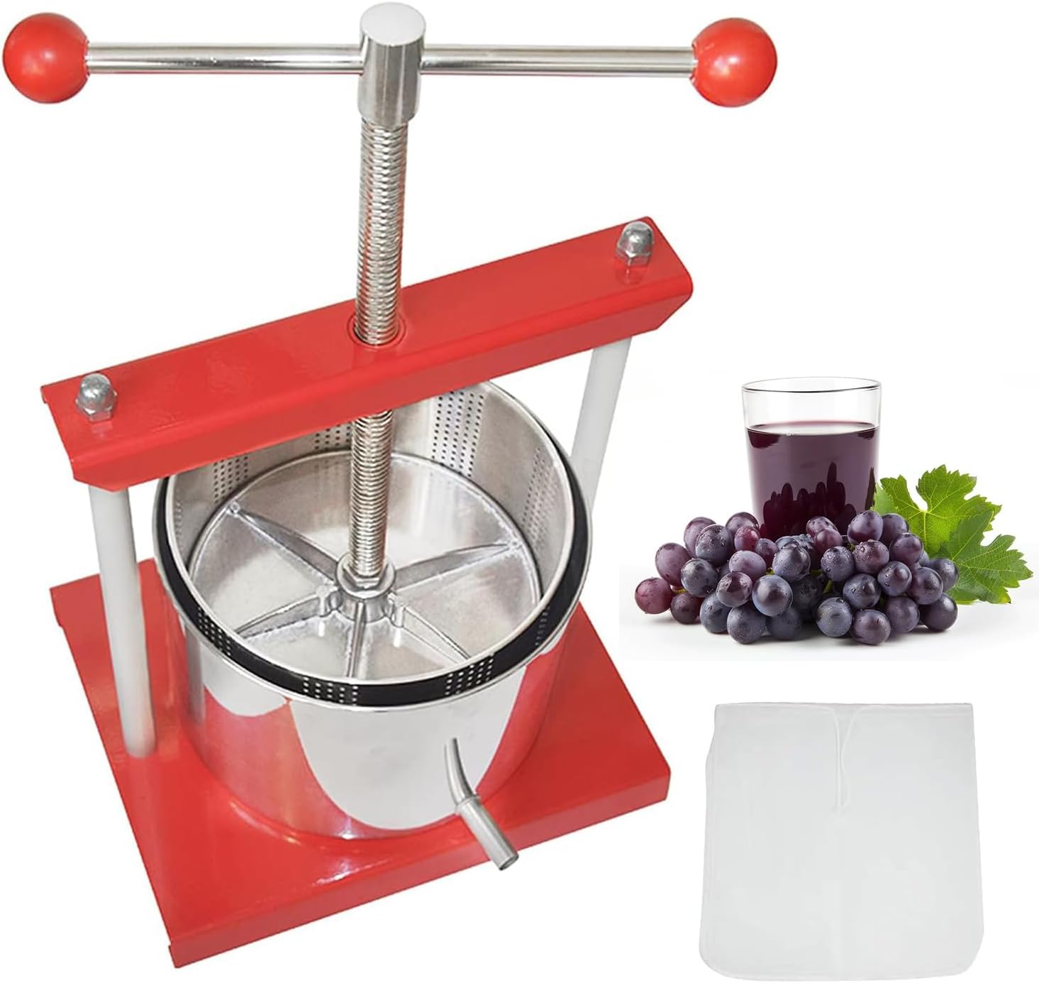 Manual Press for Cheese, Herbs, Fruits, Wine, Stainless Steel and Iron Ball Handle for Juice, Herb Juice, Cider, Wine, Olive Oil 0.53Gallon Sandals Adventure