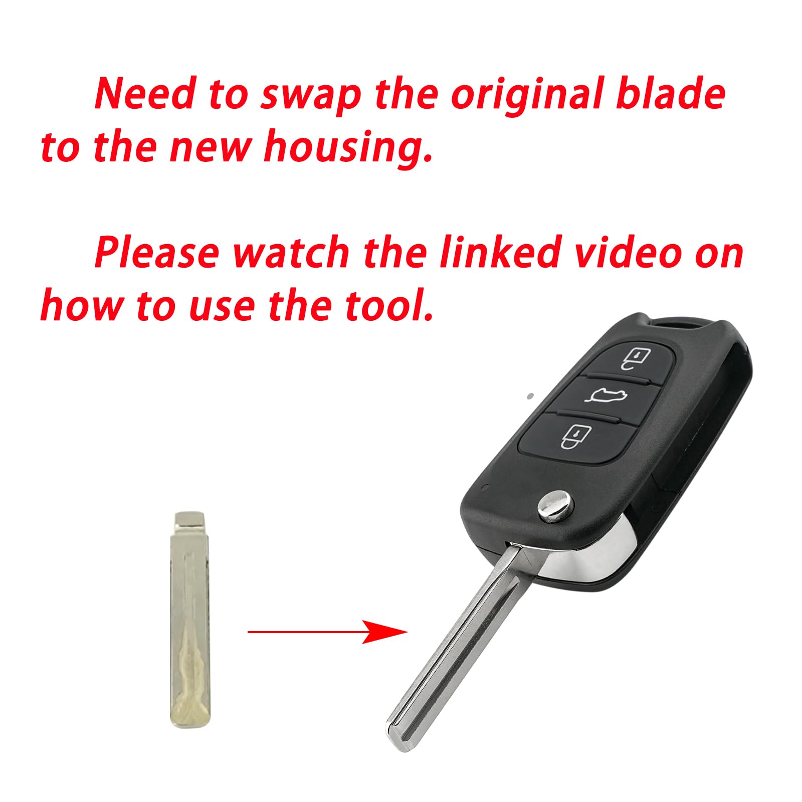 Portachiavi Pieghevole A 3 Pulsanti Per KIA Rondo Rio Soul - Foto 2