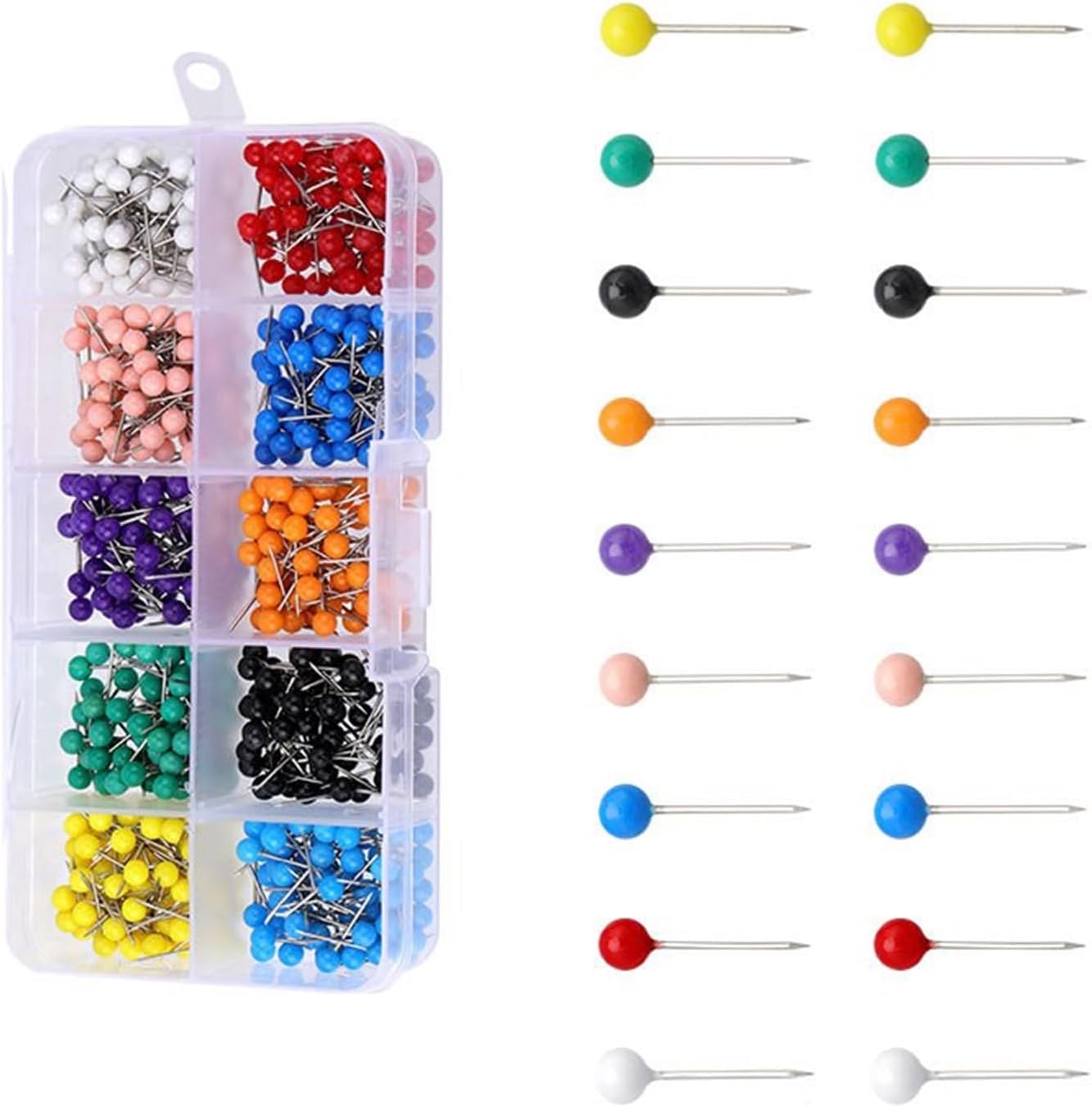 200/500/900Pcs Colored Dressmaking Pins 4mm Ball Head Quilting Positioning Dressmaker Pin for Clothing Tailoring Color Coded Fabric Holding