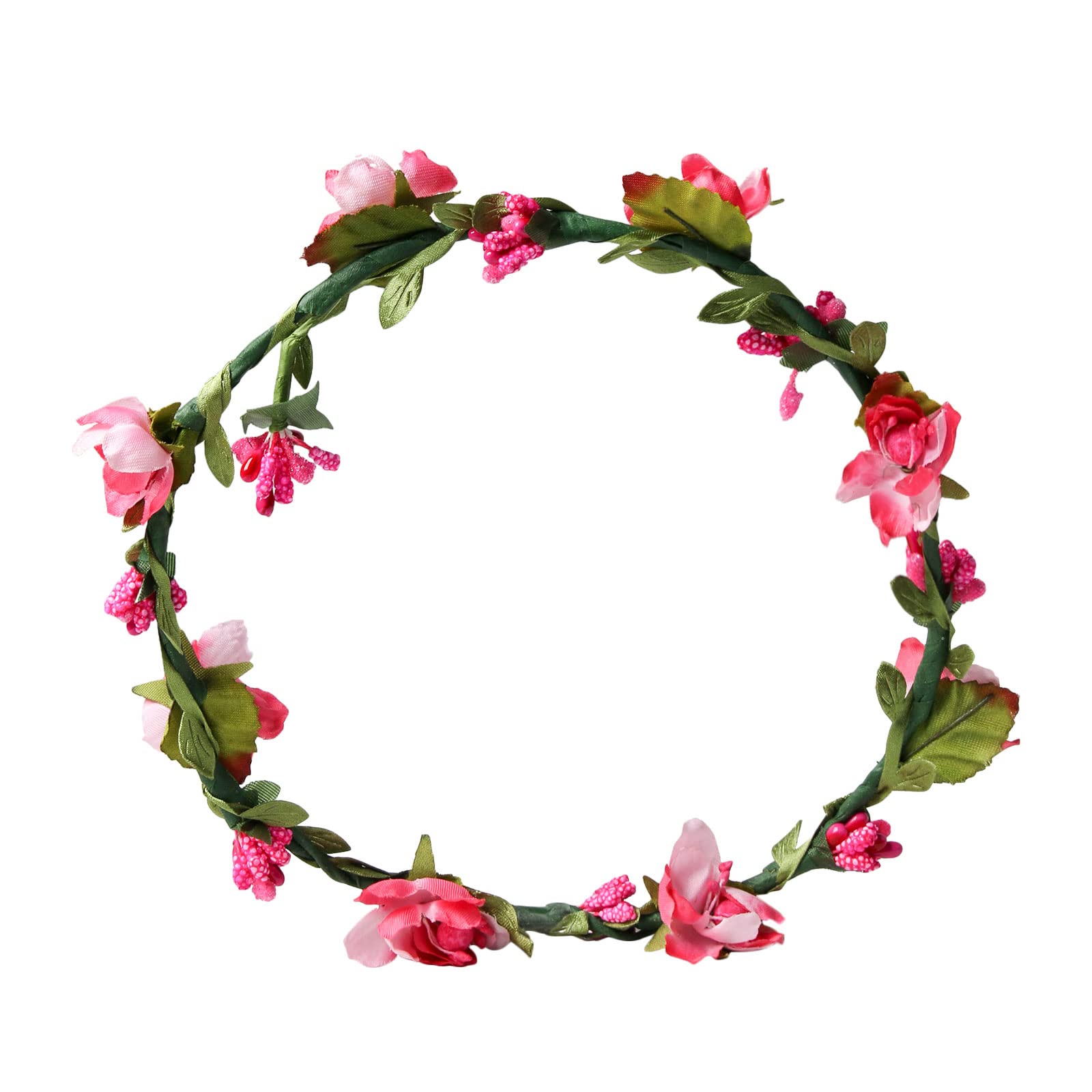 FirstCos Adjustable Rose Flower Crown for Women Girls Headbands Romantic Hair Wreath Halo Floral Garland Headpiece Wedding Birthday