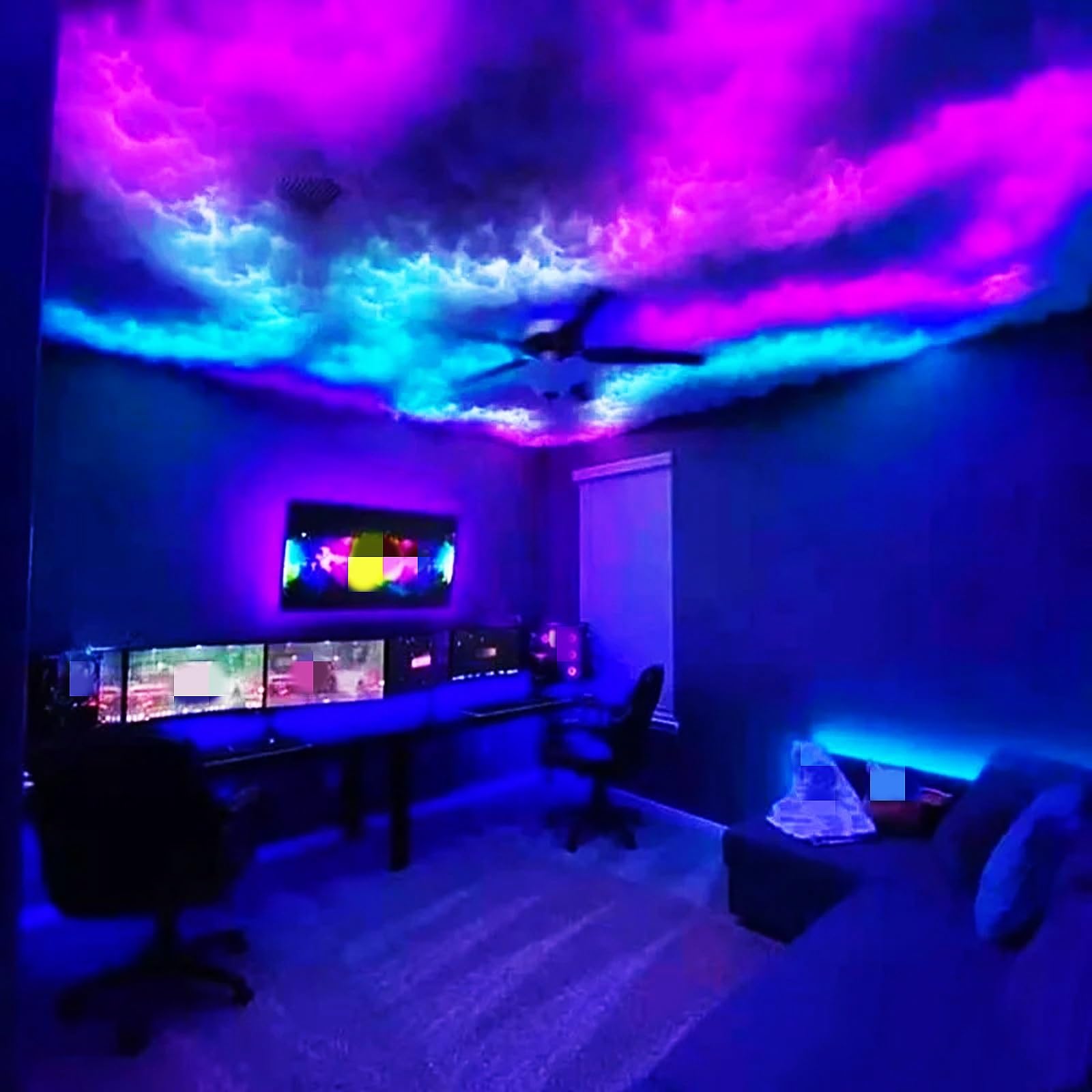 Asiwnshw LED Clouds for Ceiling, 3D Thundercloud LED Light, Cloud Music Sync Multicolor Changing Atmosphere Strip Light, DIY Creative Thunder Cloud Lamp for Bedroom Gaming Room Party(16.4ft/5m)