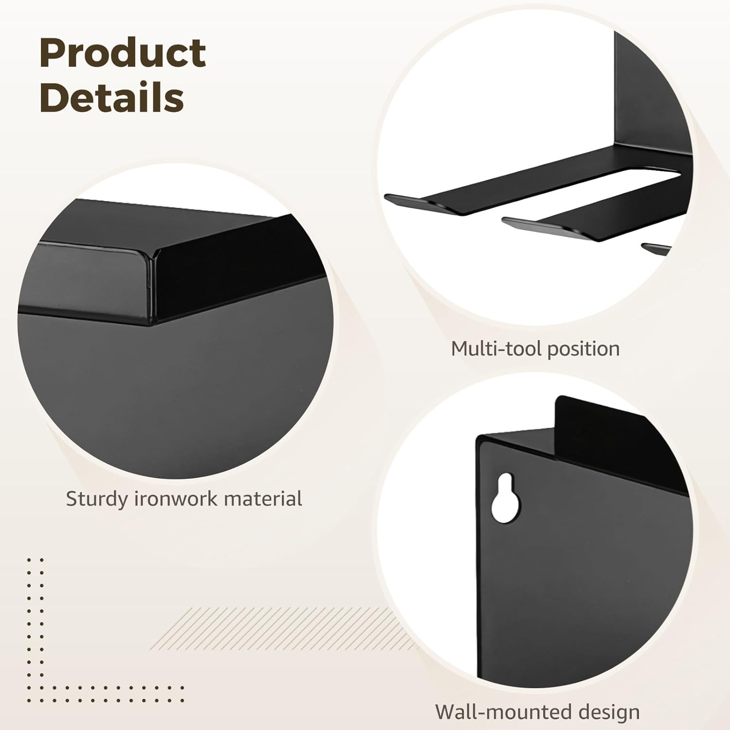 Wall Mount Power Tool Organizer, Heavy Duty Double Layer Drill Storage Rack, Iron, 17.1 x 6.3 x 9 in, Black, Include Screws