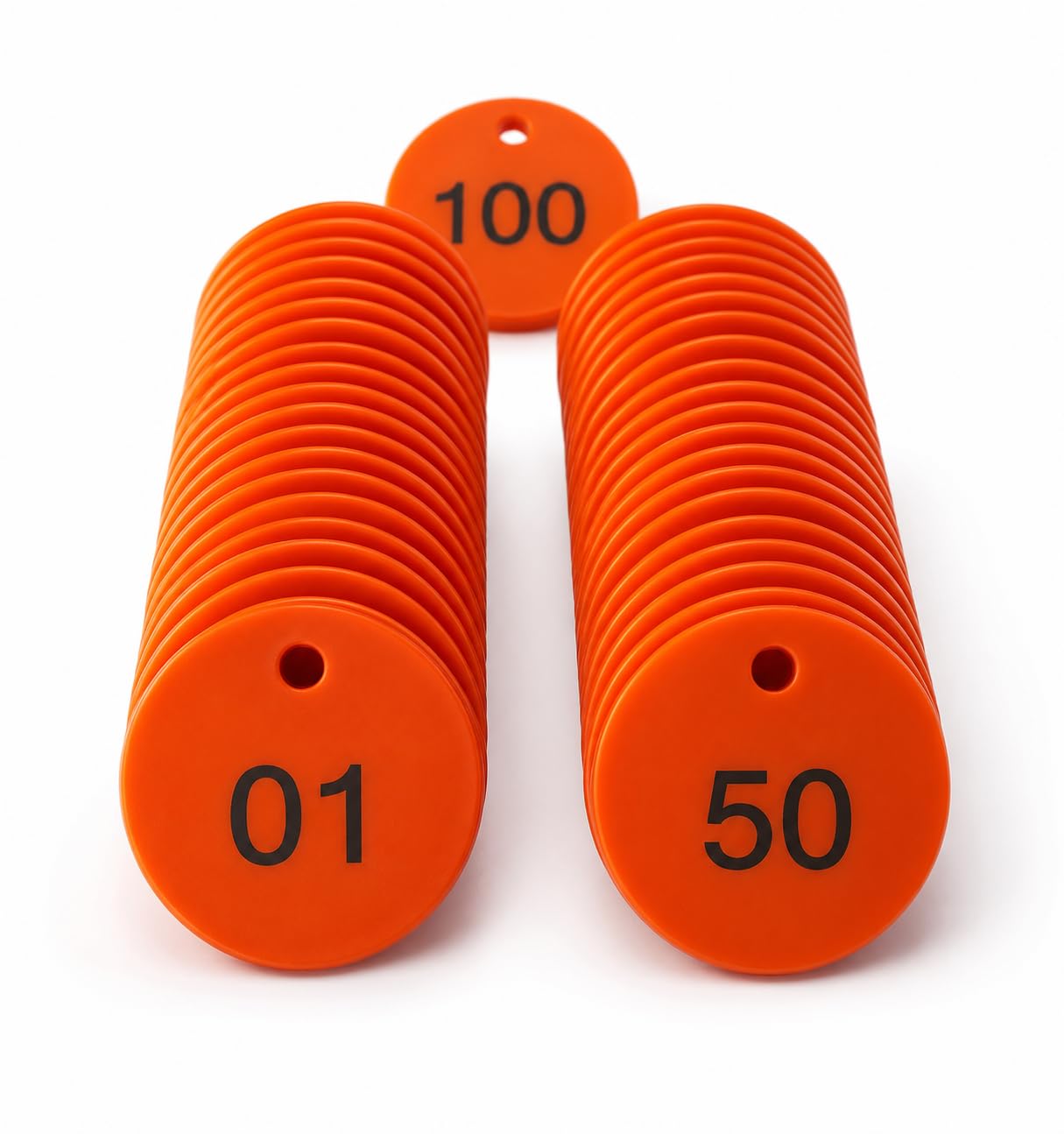 MOREL Embossed Orange Plastic Round Shape Token Coin with Hole USE for Shop, Board Games, Stores, House, School.|1 to 100 Numerical Coins.-image-46