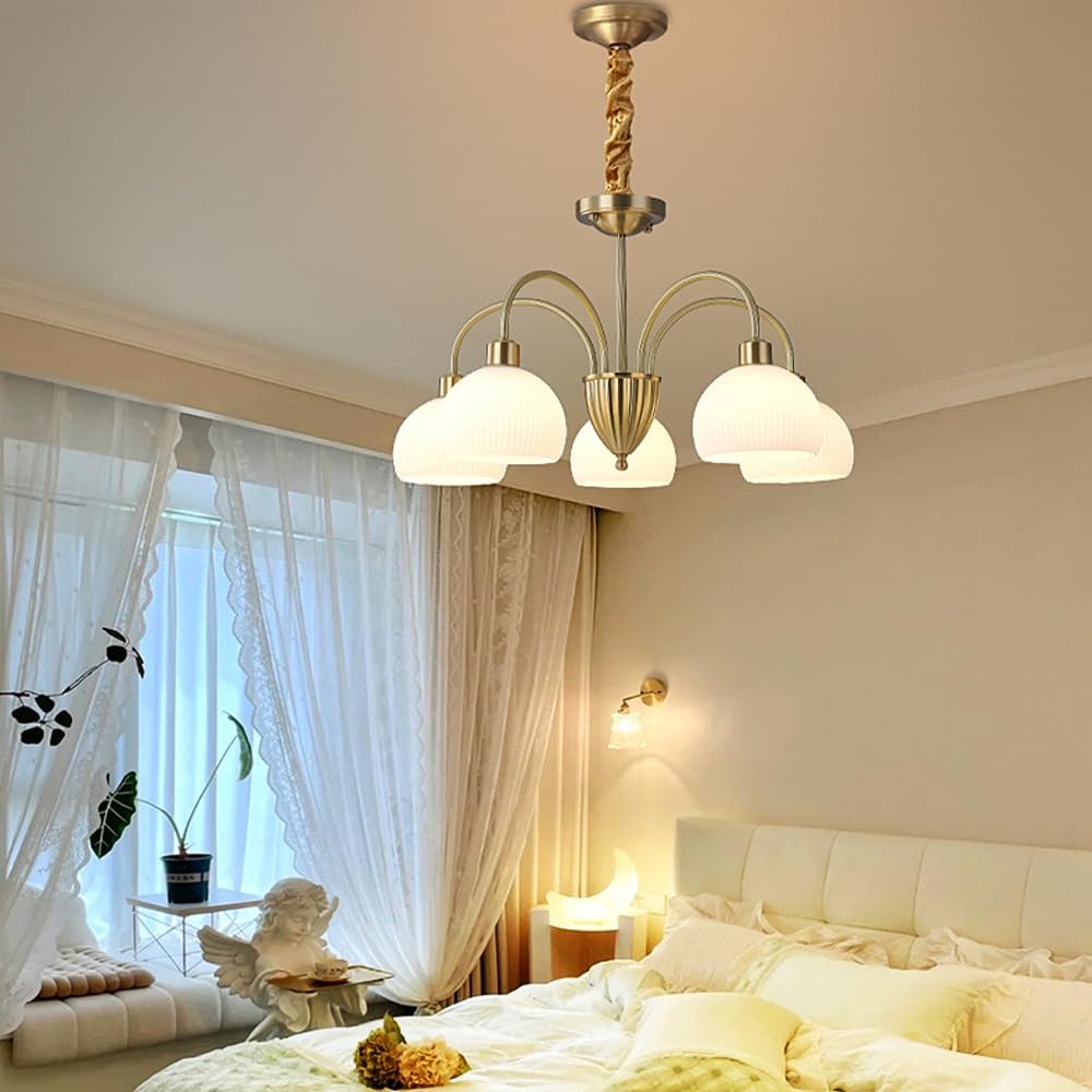 Lampe suspendue dorée 5/6 globes de verre et lustre moderne pour salon ou cuisine moderne