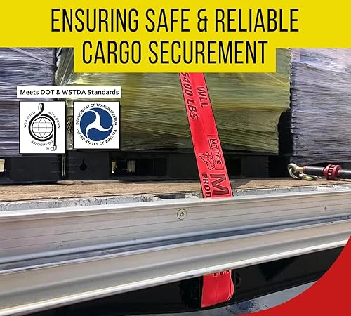 Miniatura 5 de Mytee Products Correas de cabrestante resistentes de 4 pulgadas x 40 pies con gancho plano WLL # 5400 libras  Paquete de 4 correas de amarre planas