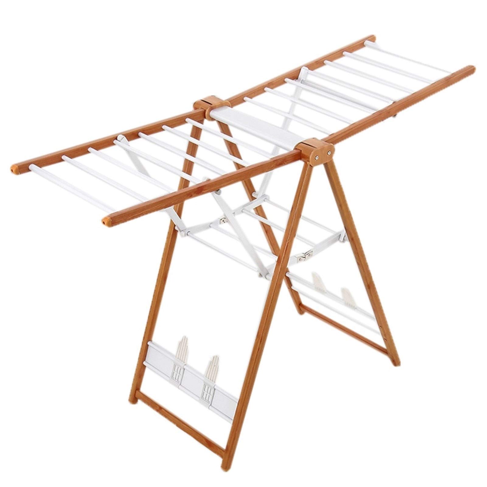 Aiaoi Tendedero, Tendedero Plegable Madera + Aleación De Aluminio Extra Grande Estilo Europeo Sencillo (Color : Madera, tamaño : Pequeño)