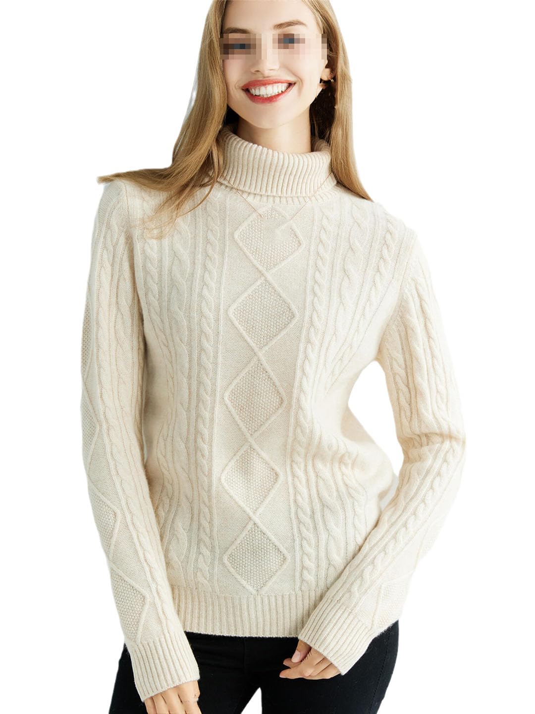 Damen Langarm Rollkragen Kaschmir Pullover Strickpullover Pullover Tops