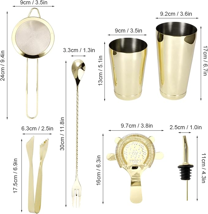 Set de Coctelera Boston BestAlice 11 Piezas, Acero Inoxidable miniatura 2