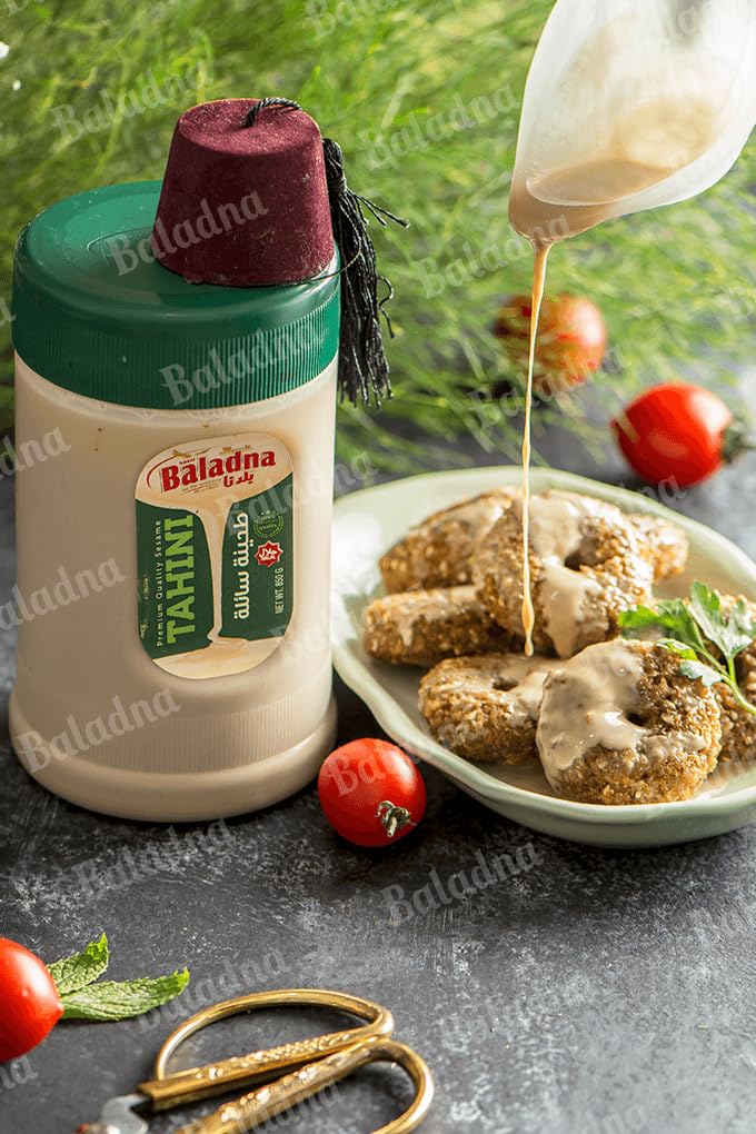 Baladna Tahini (Sesampaste) Halal 400 g x 12 Pcs | Tahina | Tahin | Paste aus fein gemahlenem Sesam | Lecker als Dip | Ideal für Hummus & Saucen | Orientalisch | Vegetarisch | Vegan | Halal