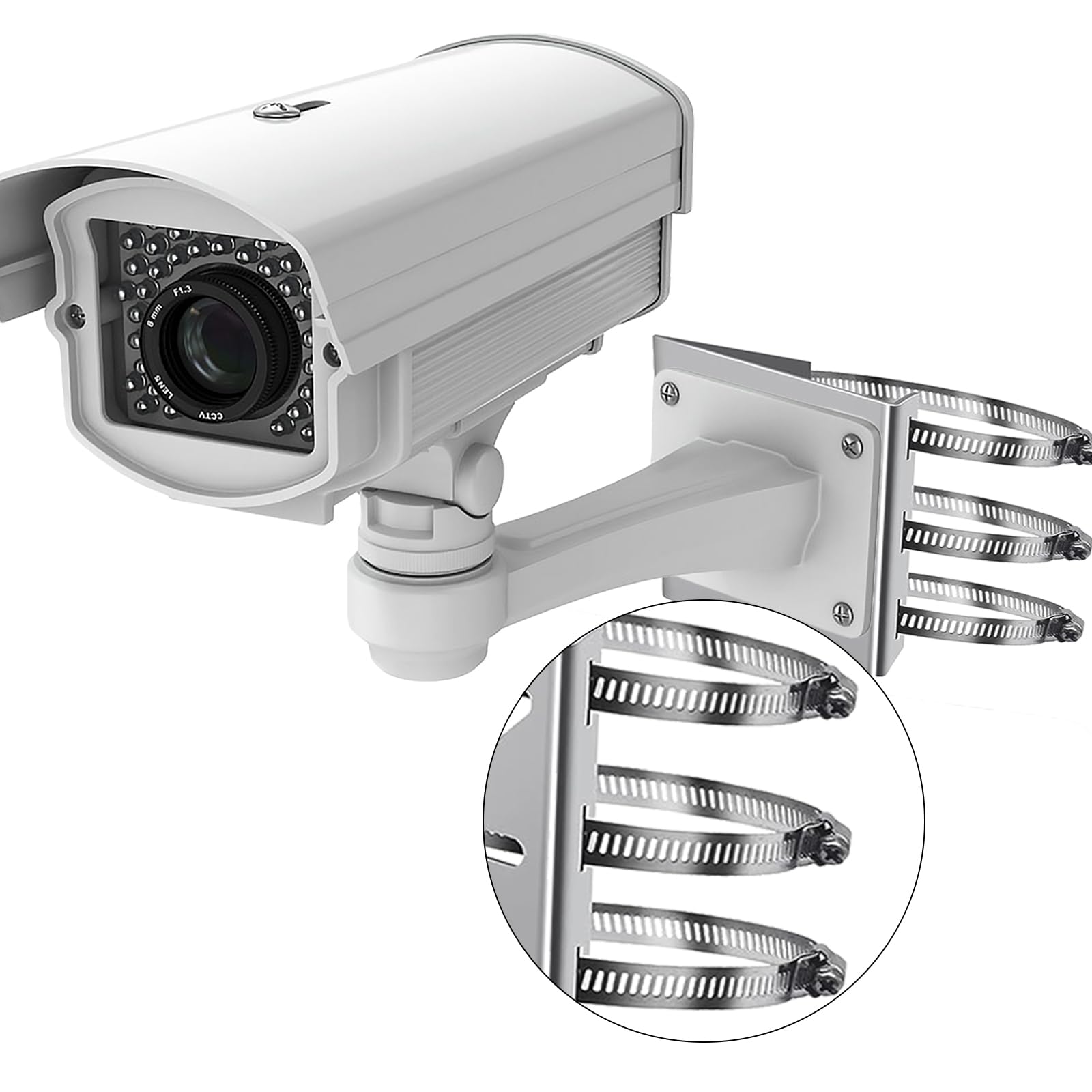 WiTi Universal Vertical Pole Mount For Security Camera, Solid Metal Bracket With Loops, Suitable For CCTV Cameras(Medium Size - View #4